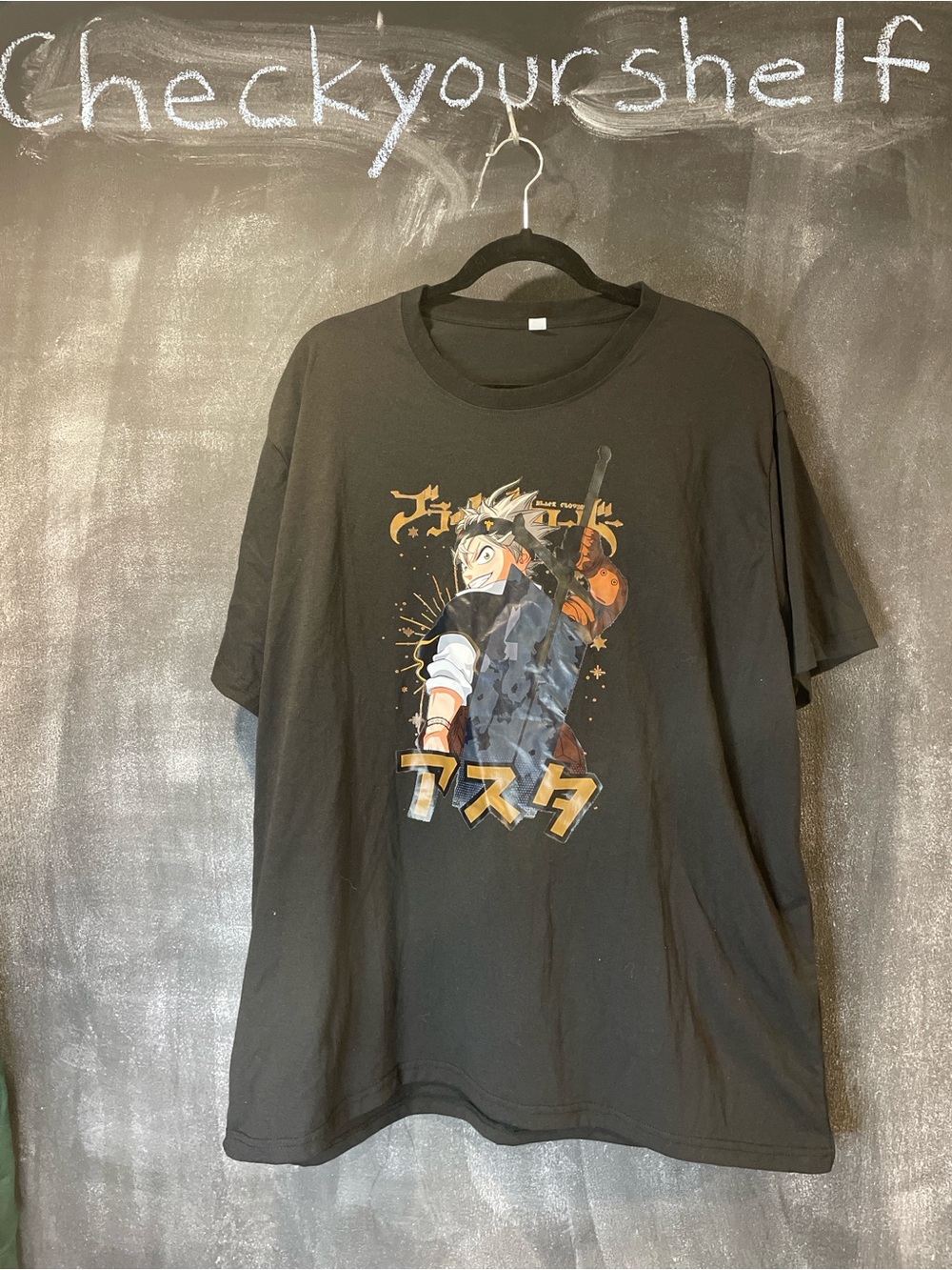 Black Clover Asta Anime Graphic T-Shirt Black 2XL Manga Sword Japanese Tee